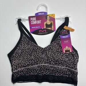 Maidenform Bralette Wireless Small 2pk Leopard & Black Stretch Lace NEW DM4010